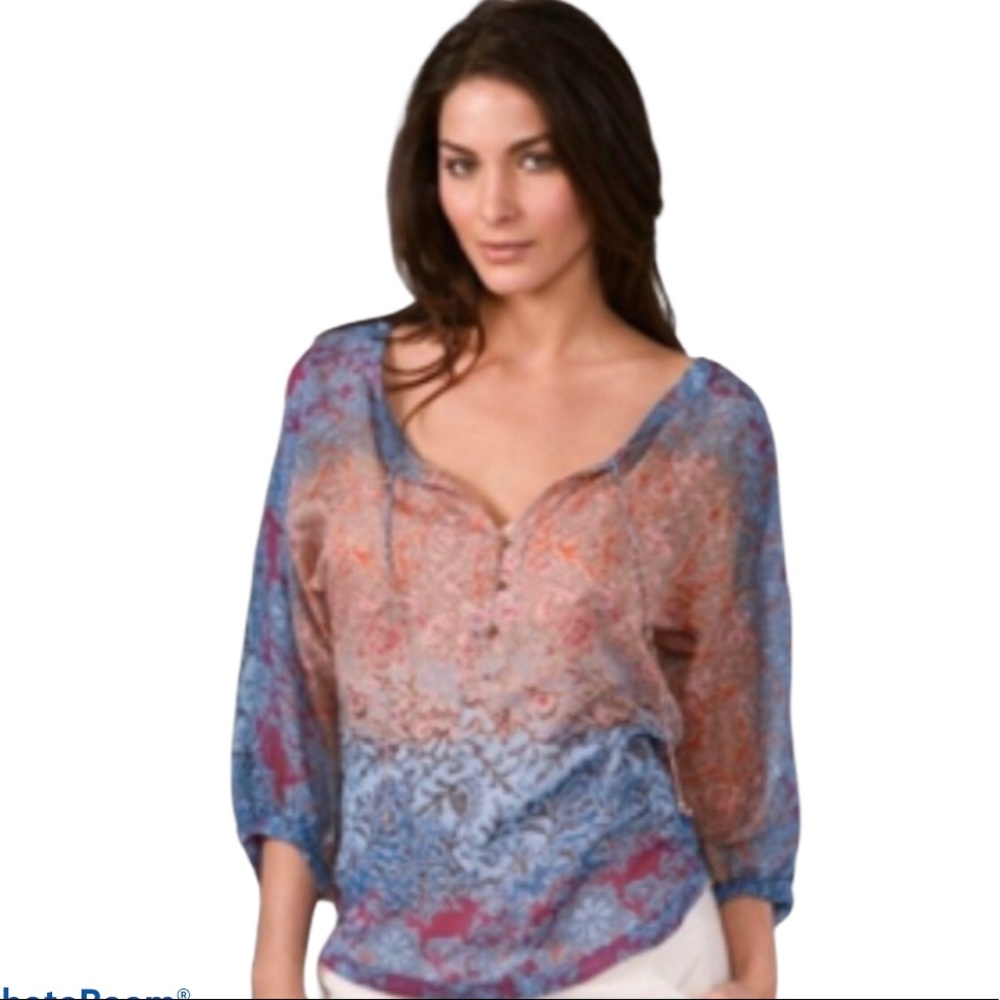 Diane Von Furstenberg DVF PEELO silk dolman boho blouse size S